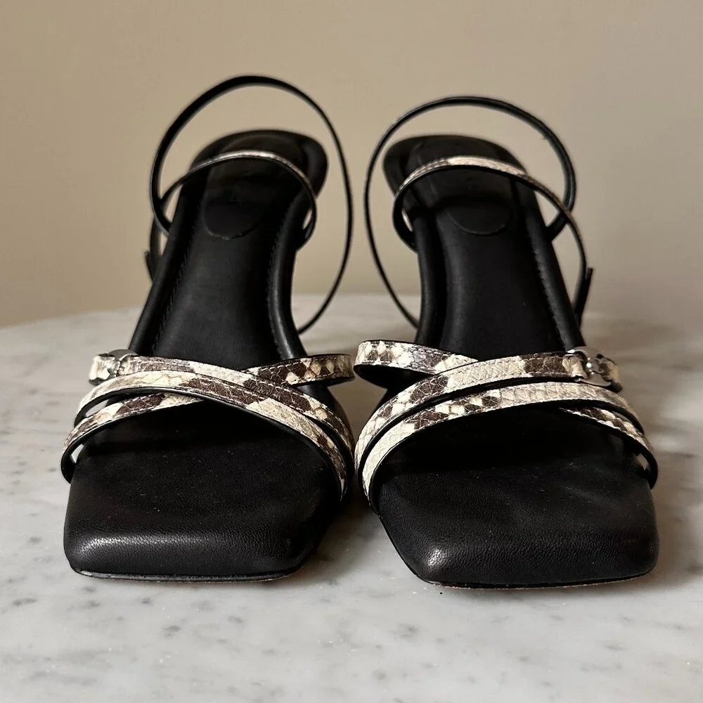COACH | Grey Snakeskin Sculpted C Kitten Heels  with Square Toe  7.5- Elegant - Picture 5 of 13